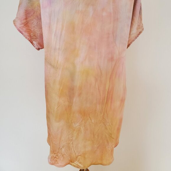 NEW Vince Silk button shortsleeve shirt beige blue pink green ivory painted M L - Picture 9 of 9